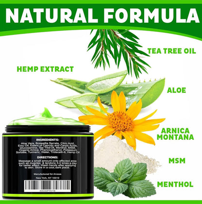 Natural Hemp Cream - Maximum Strength Gel - Hemp Cream with Arnica, MSM, Glucosamine, Menthol, Aloe, Turmeric, Boswellia - Fast Absorption, Non-Greasy, Lightweight - Advanced Formula - 4 oz - Maple Wellness Supplements