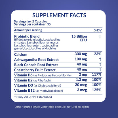 Natural Menopause Supplements for Women - Perimenopause Supplements for Hormonal Balance, Bloating & Mood Swings | Hot Flashes Menopause Relief w/Probiotics & Prebiotics, Black Cohosh & Chasteberry - Maple Wellness Supplements