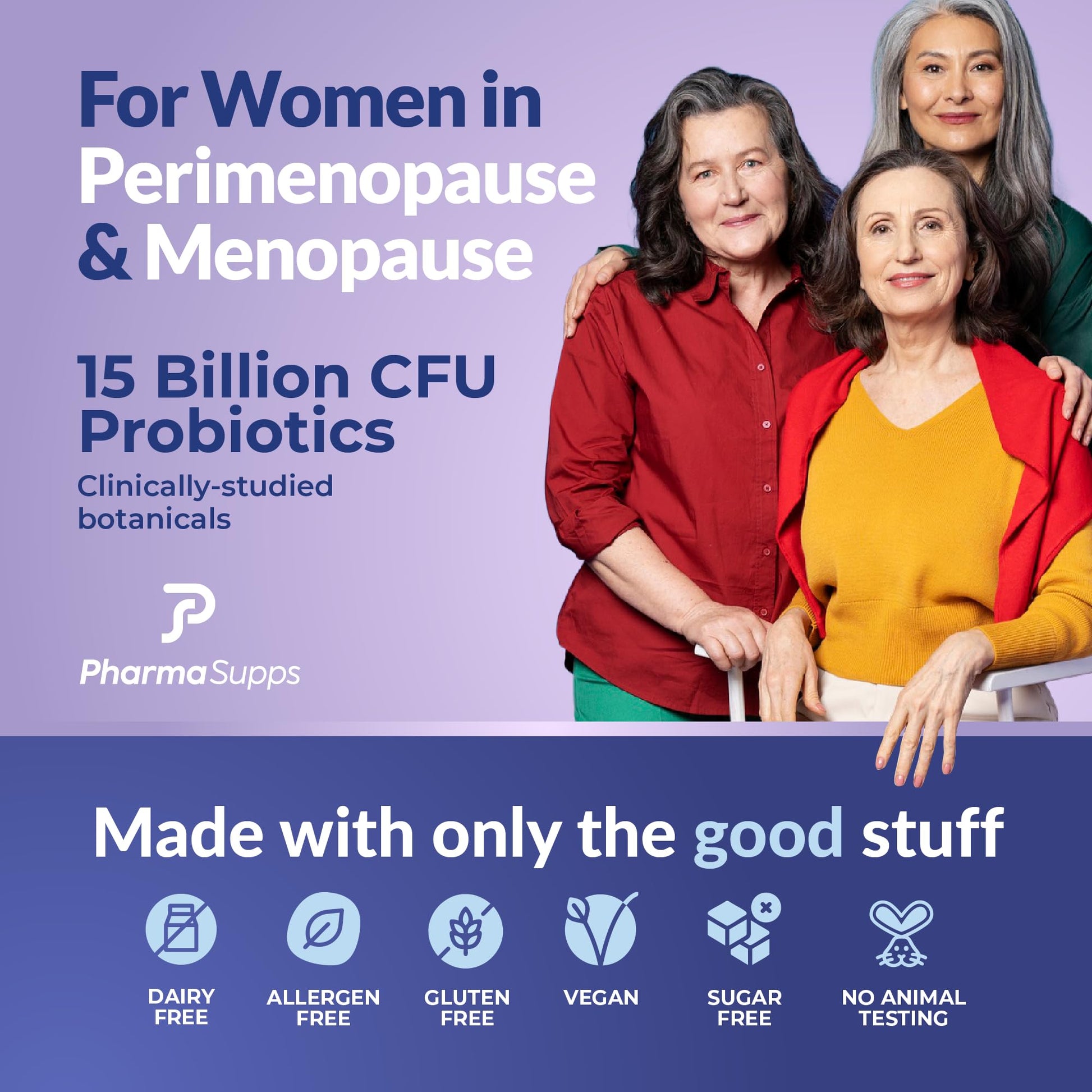 Natural Menopause Supplements for Women - Perimenopause Supplements for Hormonal Balance, Bloating & Mood Swings | Hot Flashes Menopause Relief w/Probiotics & Prebiotics, Black Cohosh & Chasteberry - Maple Wellness Supplements