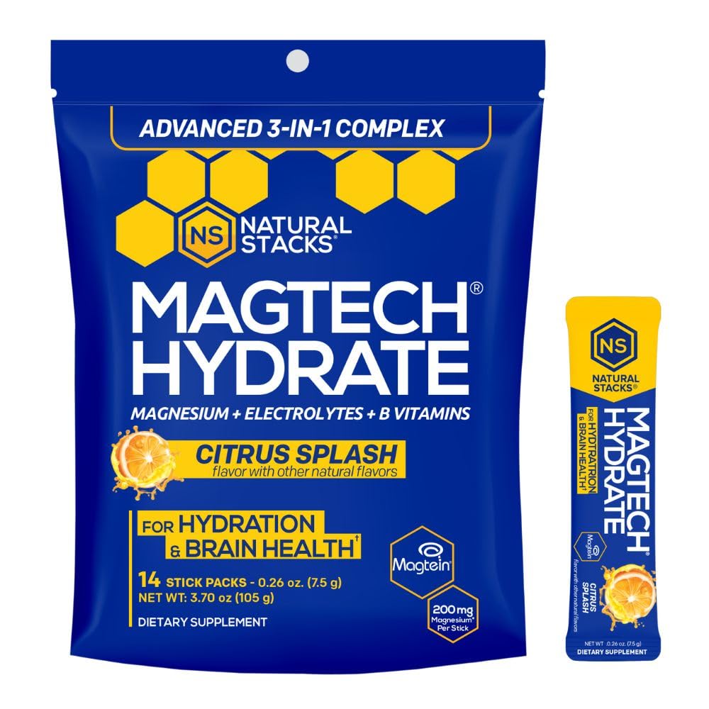 NATURAL STACKS Creatine Monohydrate & Magtech Hydrate Bundle - 2500mg Creatine + 200mg Elemental Magnesium Per Serving - Supports Hydration, Brain Health & Endurance - 44 Total Servings - Maple Wellness Supplements