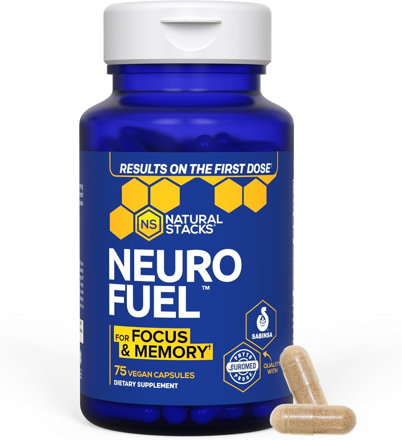 NATURAL STACKS Original NeuroFuel Nootropic Brain Support Supplement - 750mg L-Carnitine & 500mg L-Phenylalanine - Brain Supplement for Memory and Focus* - 75 Focus Pills - Maple Wellness Supplements