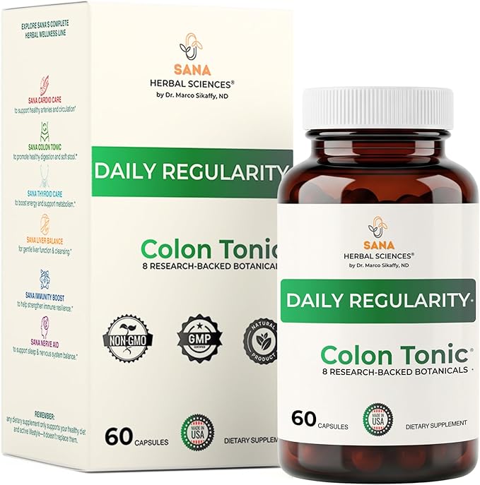 Natural Stool Softener for Constipation Relief – Safe for Daily Use & Postpartum | Gentle Herbal Formula for Adults & Seniors | 60 Capsules | Sana Herbal - Maple Wellness Supplements