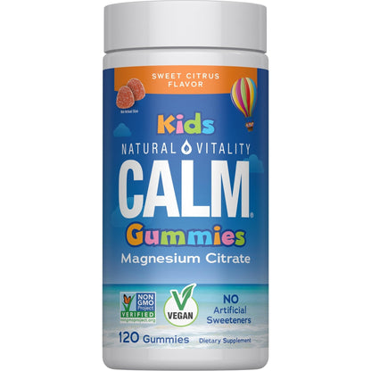 Natural Vitality Calm, Magnesium Citrate Kids Supplement, Stress Relief Gummies, Supports a Healthy Response to Stress - Maple Wellness Supplements