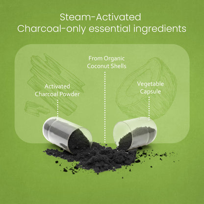 NaturaLife Labs Activated Charcoal 1200 mg per Serving – from Coconut Shells – 100 Veg Capsules – Non-GMO, Gluten-Free, Vegan - Maple Wellness Supplements