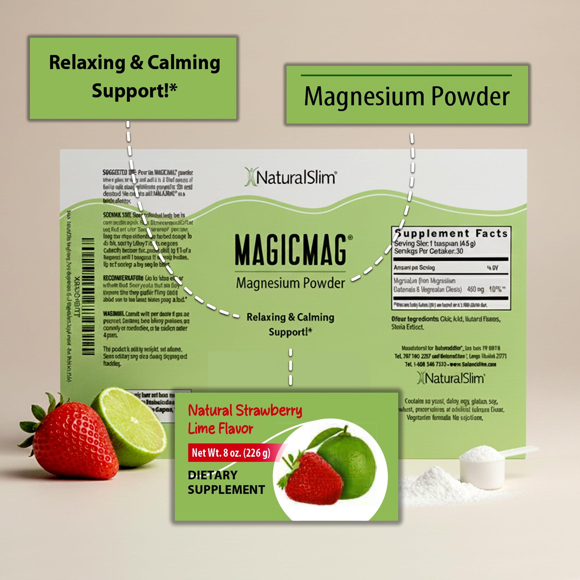 NaturalSlim MagicMag Magnesium Citrate Powder Drink for Relaxation, Stress, Constipation, Better Rest & Digestive Health, Magnesium Supplement for Women and Men - Maple Wellness Supplements
