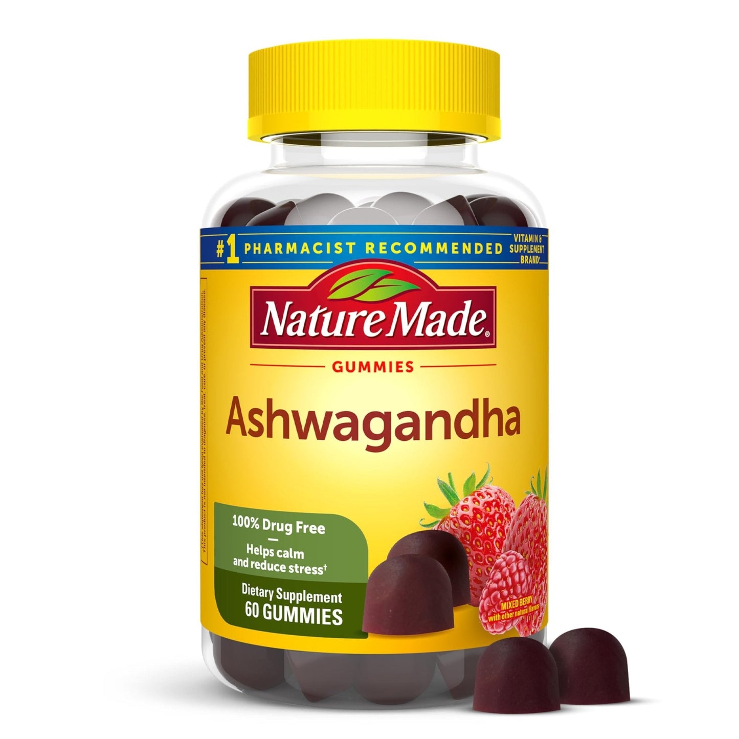 Nature Made Ashwagandha Gummies, Vegan, KSM 66 Ashwagandha Supplement for Stress Support, 60 Count, 30-Day Supply - Maple Wellness Supplements