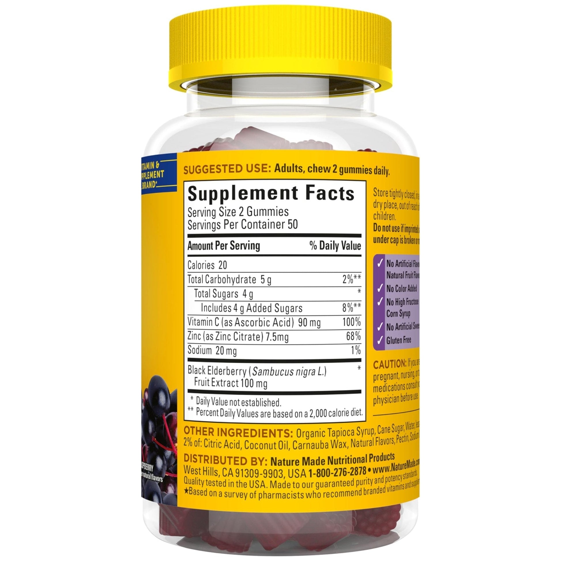 Nature Made Elderberry Gummies with Vitamin C and Zinc, Dietary Supplement for Immune Support - Maple Wellness Supplements