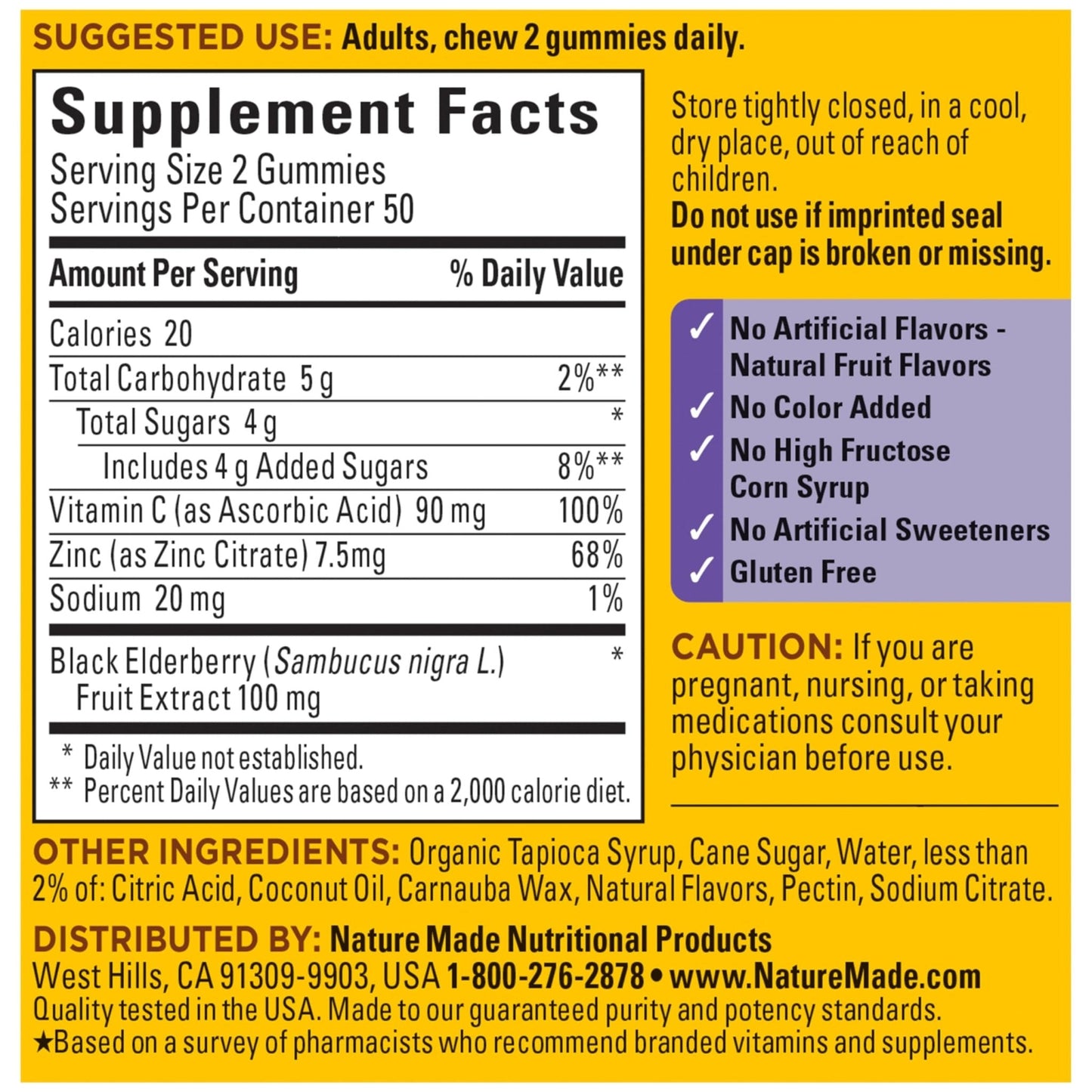 Nature Made Elderberry Gummies with Vitamin C and Zinc, Dietary Supplement for Immune Support - Maple Wellness Supplements