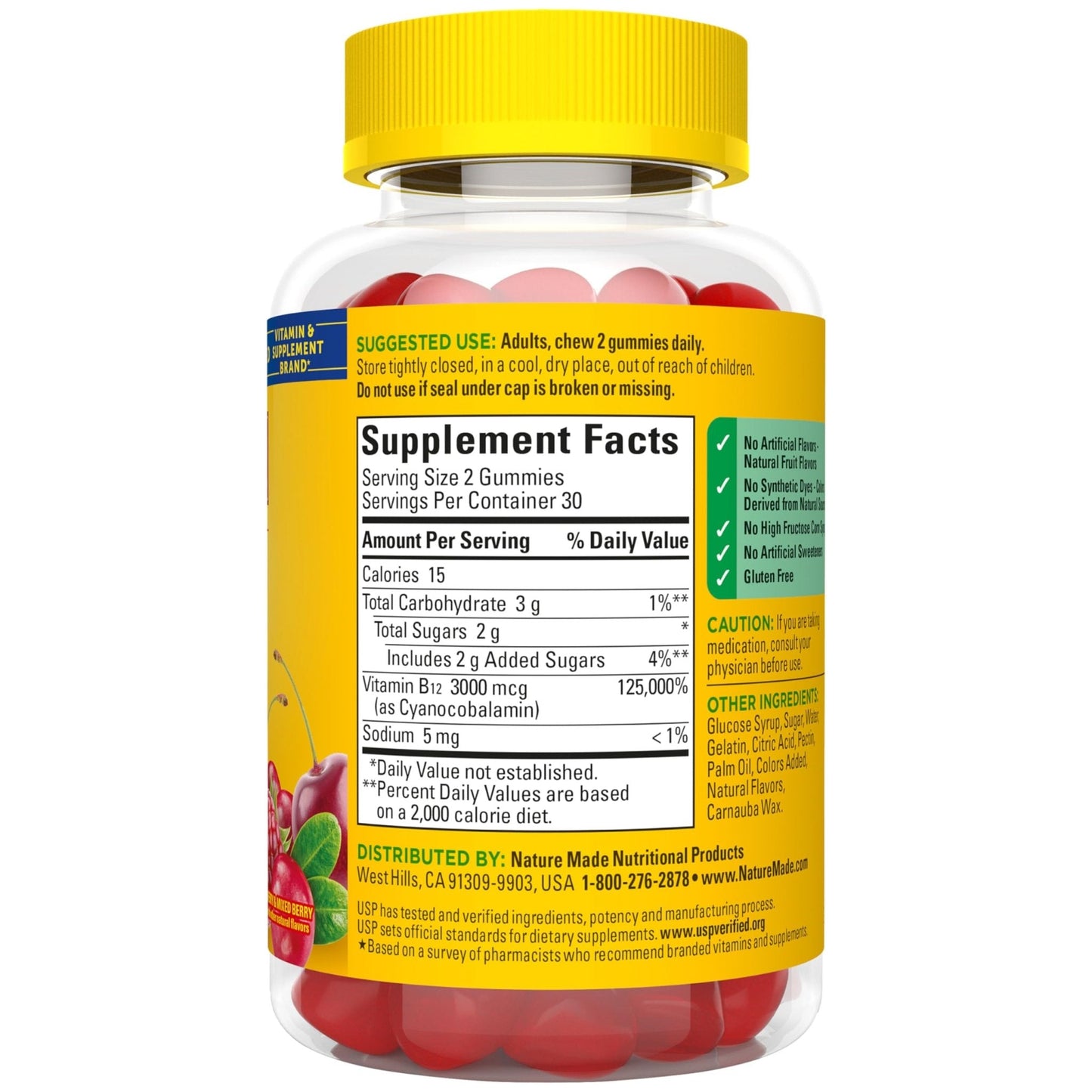 Nature Made Extra Strength Vitamin B12 Gummies 3000 mcg per serving, B12 Vitamins for Energy Metabolism Support, 60 Gummy Vitamins, 30 Day Supply - Maple Wellness Supplements
