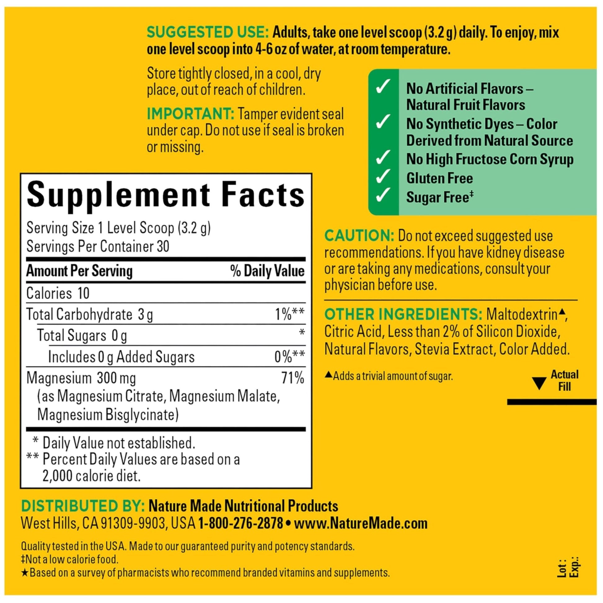 Nature Made High Absorption Magnesium Complex Drink Mix Powder, Magnesium Citrate, Glycinate & Malate 3-in-1 Blend, Pink Lemonade Flavor, 96 g, 30 Day Supply - Maple Wellness Supplements