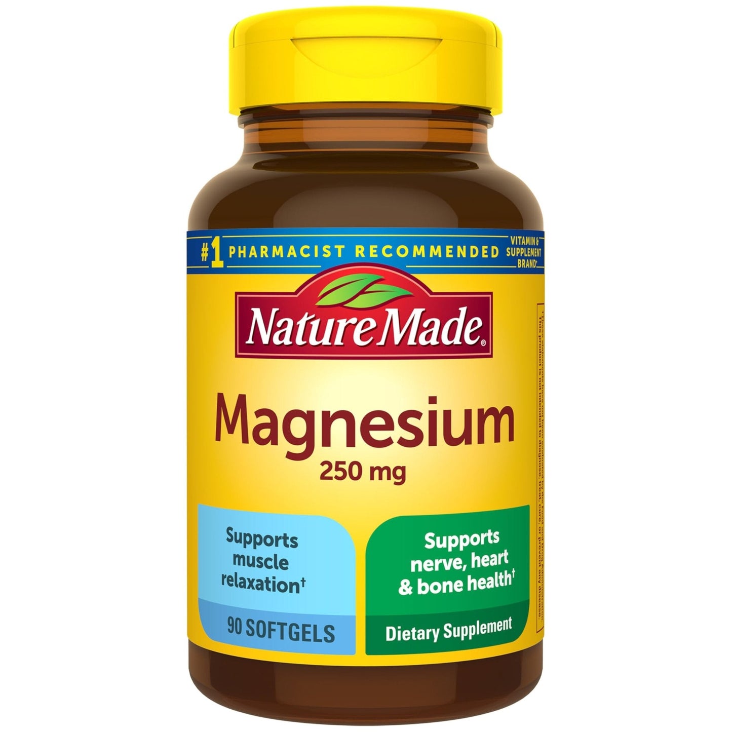 Nature Made Magnesium 250 mg, Magnesium Supplements for Men and Women, Support for Muscle, Heart, Bone and Nerve Health, 90 Softgels, 90 Day Supply - Maple Wellness Supplements