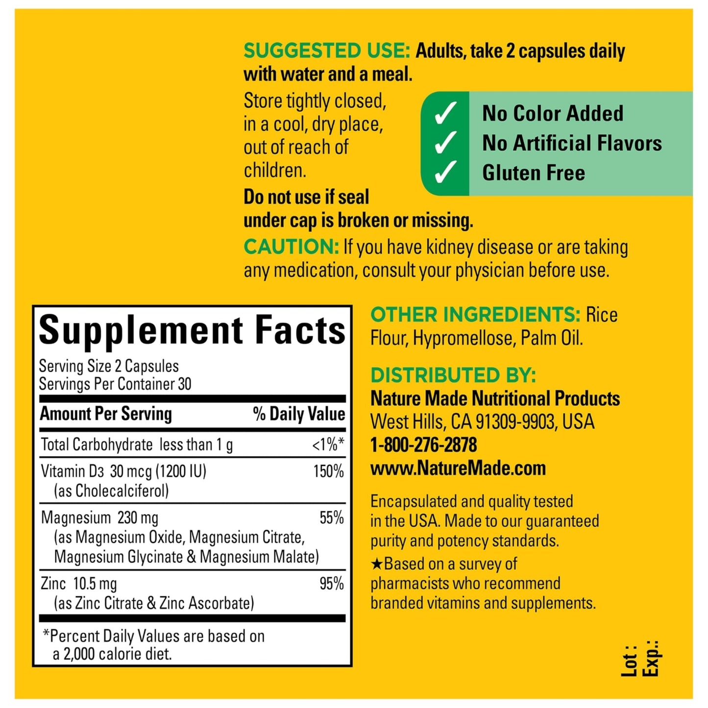 Nature Made Magnesium Complex Supplement with Vitamin D & Zinc for Immune Support, Magnesium Glycinate, Malate, Citrate & Oxide for Muscle, Nerve, Heart & Bone Support, 60 Capsules, 30 Day Supply - Maple Wellness Supplements