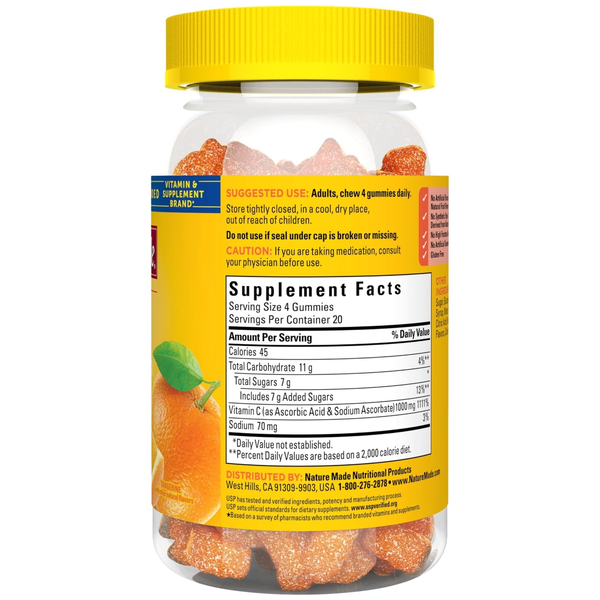 Nature Made Maximum Strength Dosage Vitamin C 1000mg per Serving, Immune Support Vitamin C Gummies for Adults, 80 Gummies, 20 Day Supply - Maple Wellness Supplements