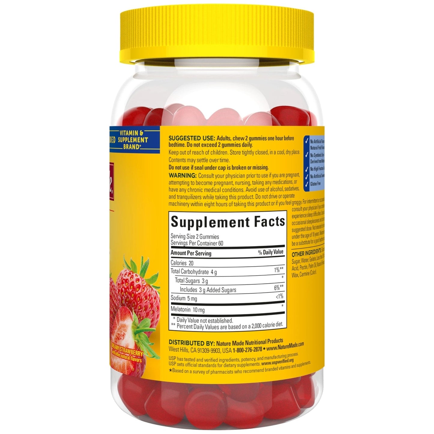 Nature Made Melatonin 10 mg per serving Gummies, Sleep Gummies for Adults Maximum Strength Dosage, 100% Drug Free Sleep Aid - Maple Wellness Supplements