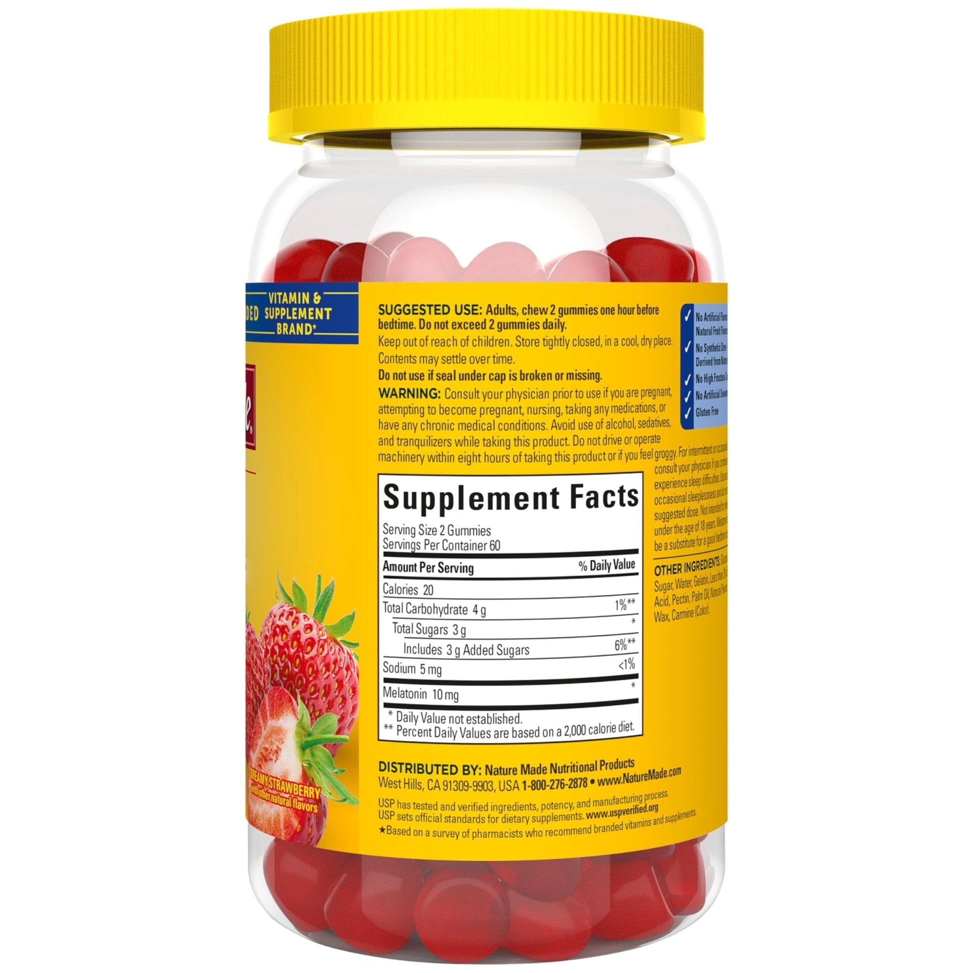 Nature Made Melatonin 10 mg per serving Gummies, Sleep Gummies for Adults Maximum Strength Dosage, 100% Drug Free Sleep Aid - Maple Wellness Supplements