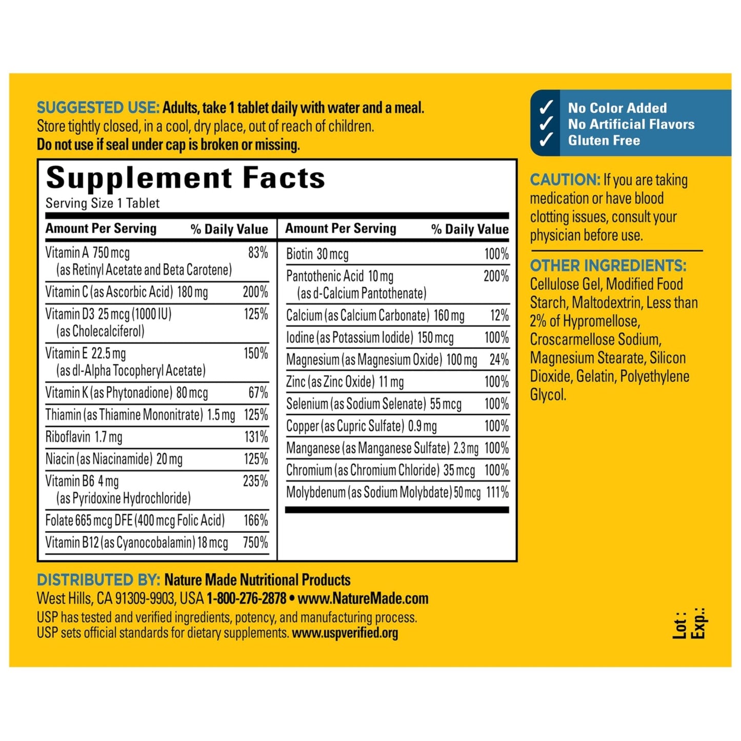 Nature Made Multivitamin for Him, Mens Multivitamins with No Iron, Daily Nutritional Support, Nature Made Multi Mens Vitamins & Minerale - Maple Wellness Supplements