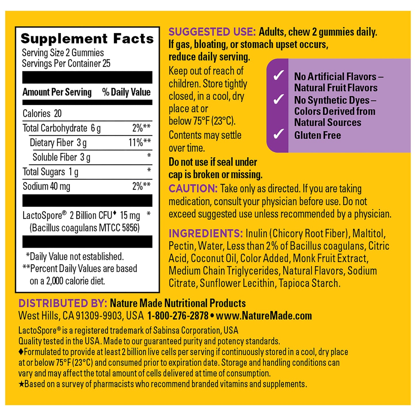 Nature Made Probiotic + Prebiotic Fiber Gummies for Daily Gut Health, Fiber Supplement with Probiotics for Digestive Health Support - Maple Wellness Supplements