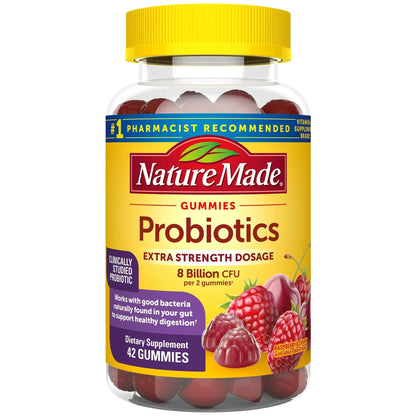 Nature Made Probiotics Extra Strength Dosage, Probiotics for Women and Men 8 Billion CFU per 2 Gummies, 42 Probiotic Gummies, 21 Day Supply - Maple Wellness Supplements