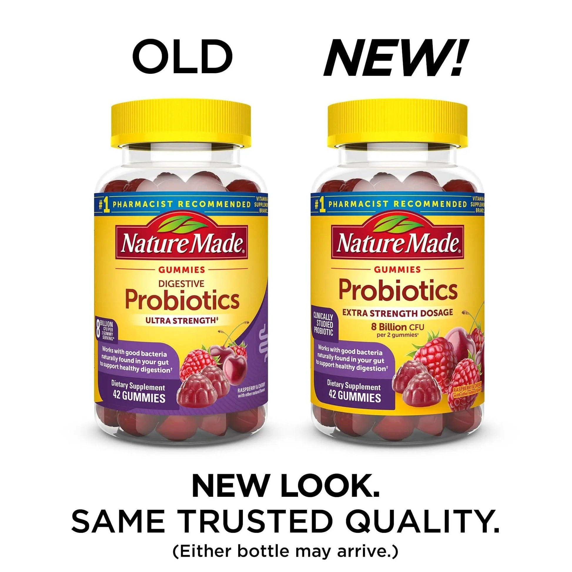 Nature Made Probiotics Extra Strength Dosage, Probiotics for Women and Men 8 Billion CFU per 2 Gummies, 42 Probiotic Gummies, 21 Day Supply - Maple Wellness Supplements