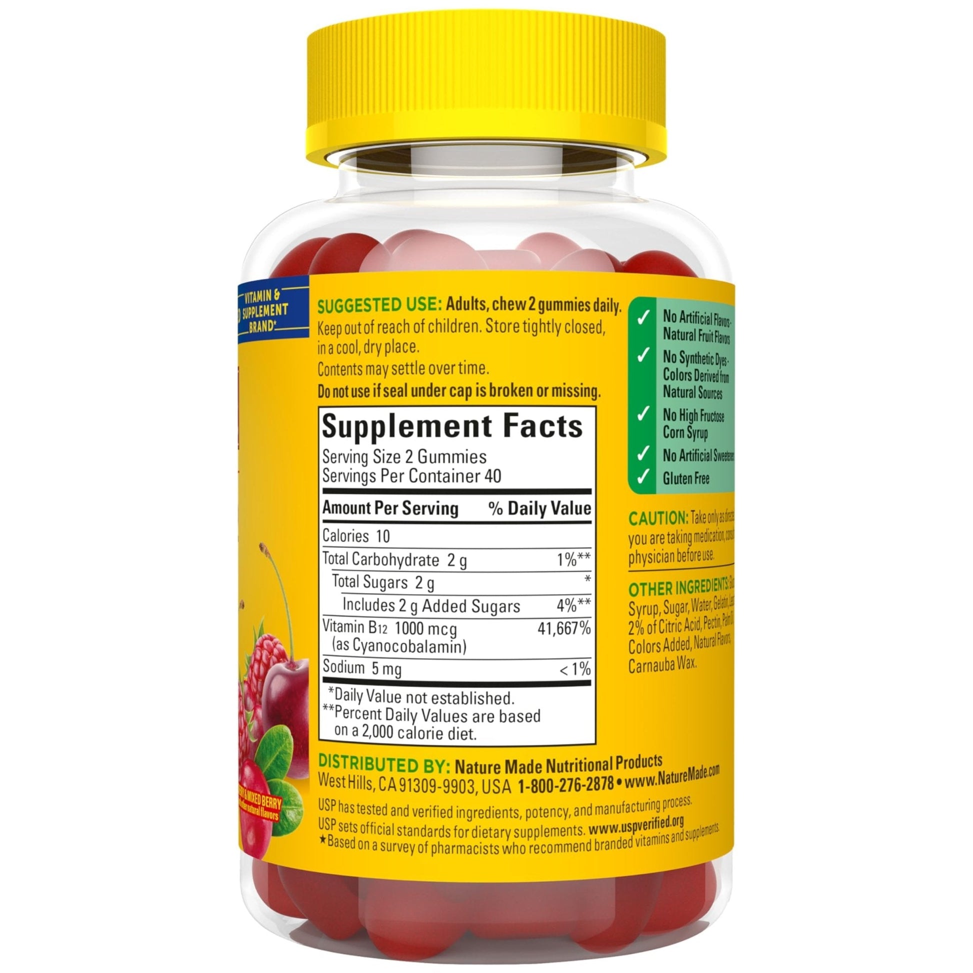 Nature Made Vitamin B12 Gummies 1000 mcg per serving, Dietary Supplement for Energy Metabolism Support, B12 Vitamins - Maple Wellness Supplements