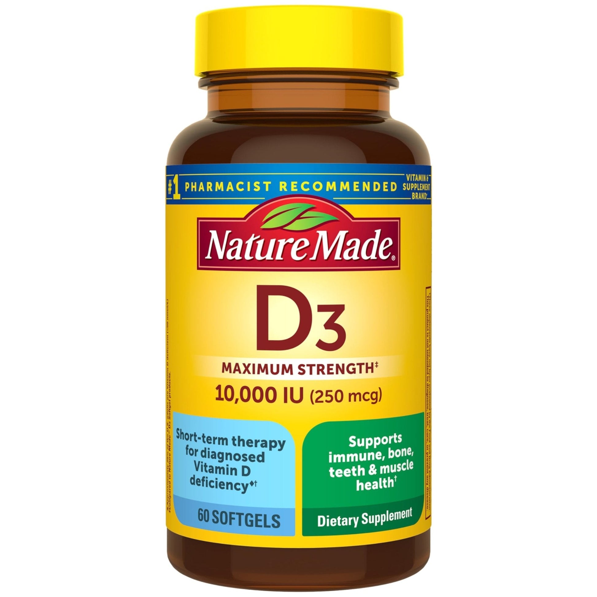 Nature Made Vitamin D3 10000 IU (250 mcg) Maximum Strength, Vitamin D Supplement for Bone and Immune Health Support - Maple Wellness Supplements