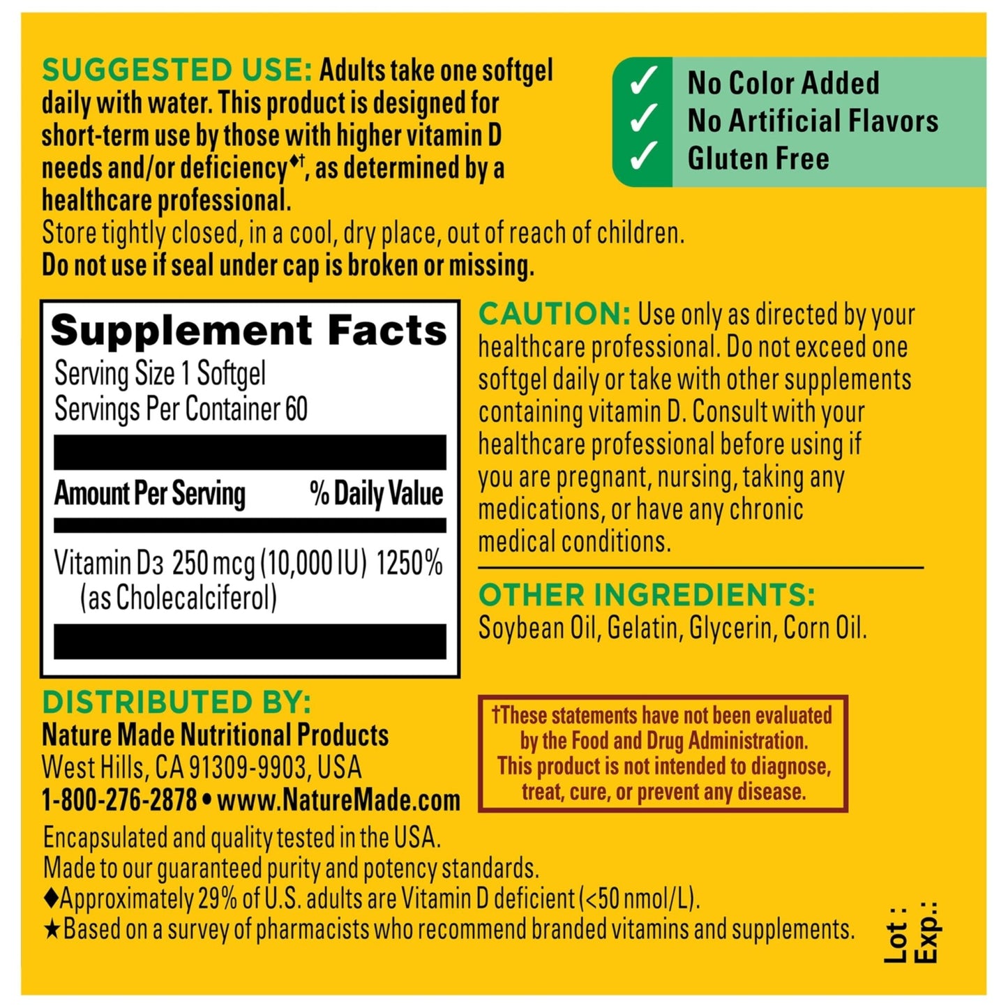 Nature Made Vitamin D3 10000 IU (250 mcg) Maximum Strength, Vitamin D Supplement for Bone and Immune Health Support - Maple Wellness Supplements