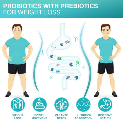 NATURE TARGET Probiotics for Men with Men Care Supplement, Prebiotics & Probiotic for Men's Digestive and Immune Health,60 Billion CFUs & 14 Strains Shelf Stable, - Maple Wellness Supplements