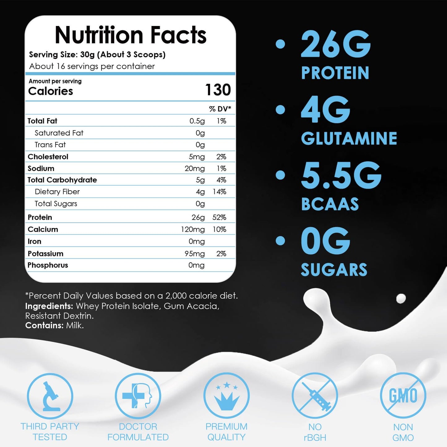 NATURE TARGET Unflavored Whey Protein Isolate - 26g Protein, 0g Sugar, Keto Friendly - No rBGH, Grass Fed - Perfect for Coffee, Baking & Smoothies - 1.10 LB (16 Servings) - Maple Wellness Supplements