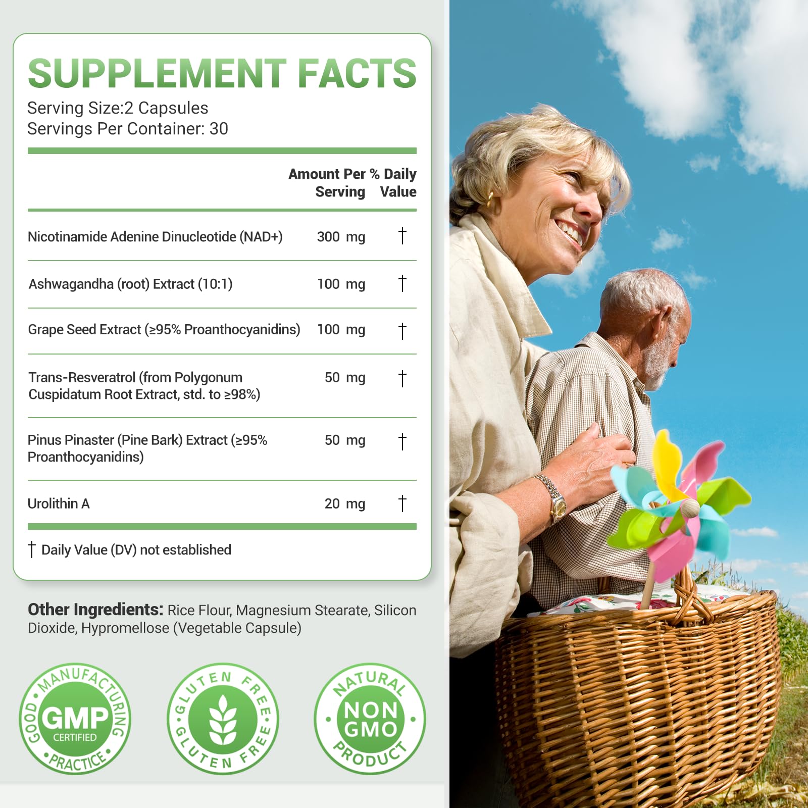 Nature Whisper NAD+ Supplement 620mg | 6-in-1 Complex with Resveratrol, Ashwagandha & Urolithin A - Daily Energy Stack for Focus, Brain Fog & Healthy Aging - 60 Capsules - Maple Wellness Supplements