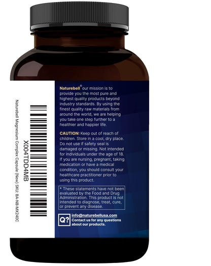 NatureBell 12-in-1 Magnesium Complex 1000mg, 4-Months Supply – Magnesium Glycinate, Citrate, Taurate, Malate, & More – High Absorption Formula for Men & Women – Chelated & Purified – 240 Capsules - Maple Wellness Supplements