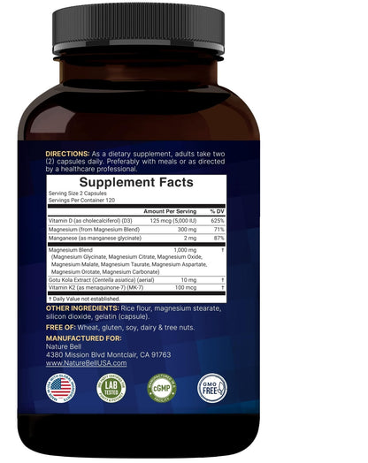 NatureBell 12-in-1 Magnesium Complex 1000mg, 4-Months Supply – Magnesium Glycinate, Citrate, Taurate, Malate, & More – High Absorption Formula for Men & Women – Chelated & Purified – 240 Capsules - Maple Wellness Supplements