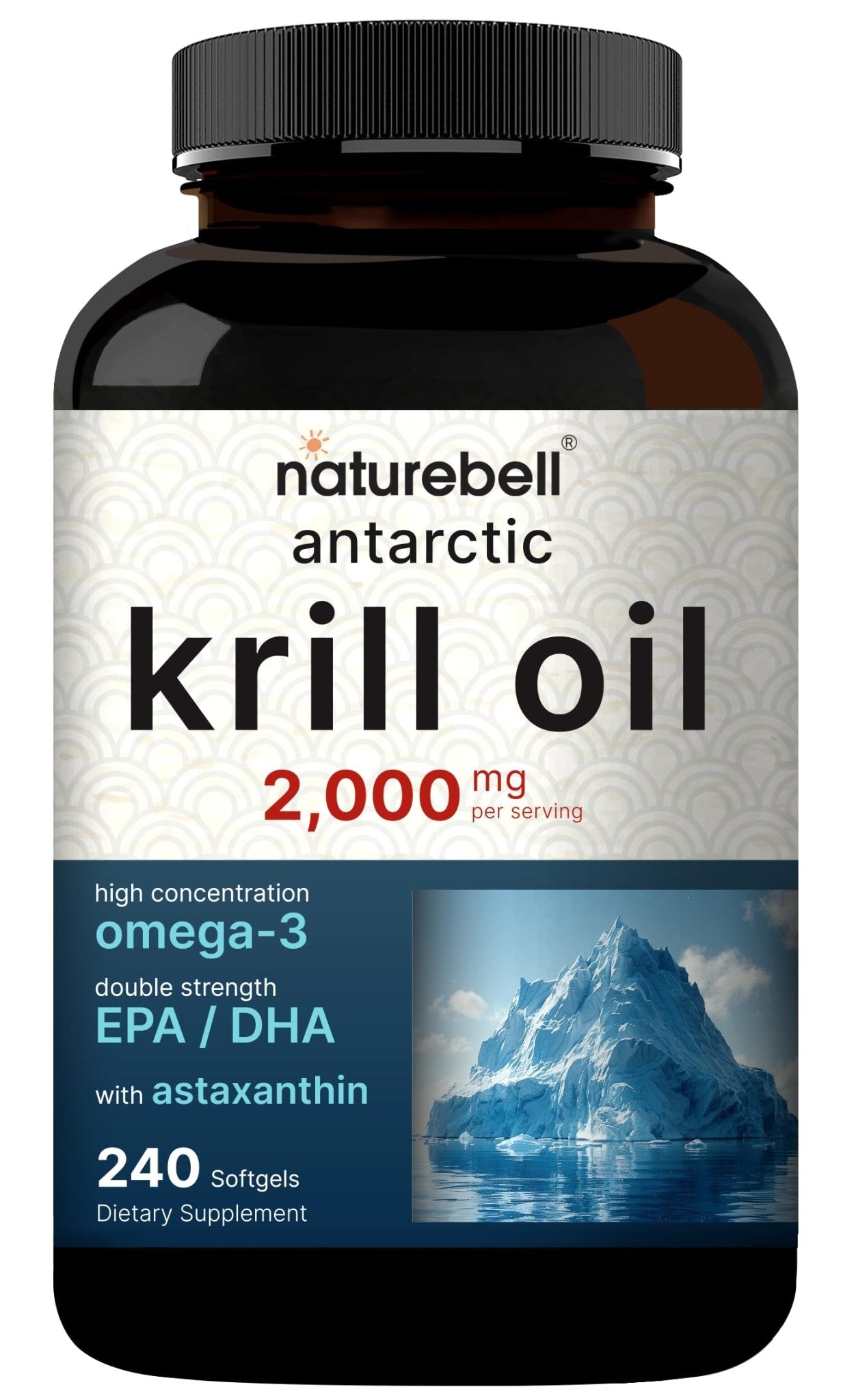 NatureBell Antarctic Krill Oil 2000mg Supplement, 240 Softgels, 3X Strength Natural Source of Omega-3s, EPA 240mg + DHA 160mg + Astaxanthin 800mcg - Maple Wellness Supplements