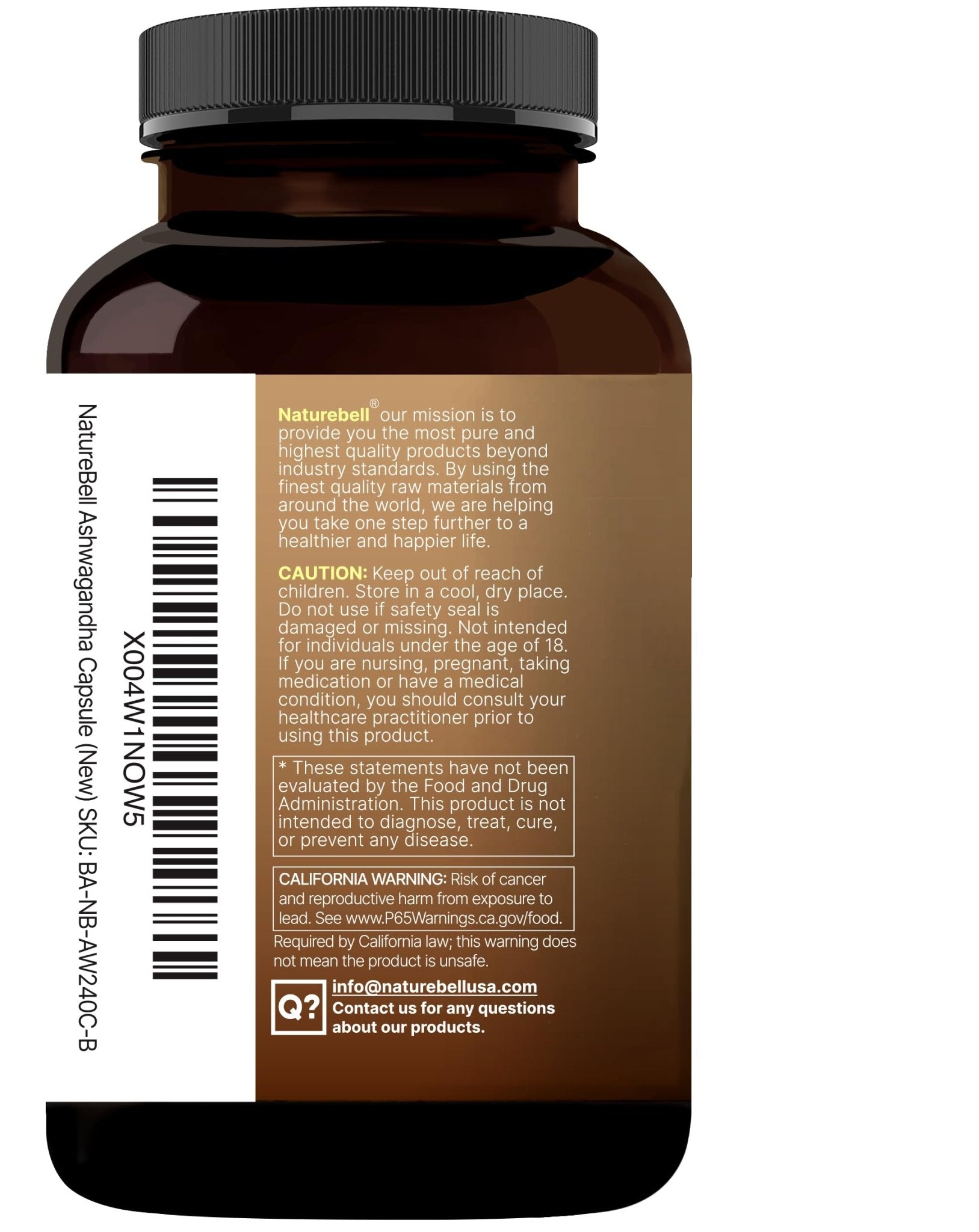 NatureBell Ashwagandha Root with Black Pepper Extract - 240 Capsules - High Strength Adaptogen for Calmness, Relaxation & Immune Support* - Maple Wellness Supplements