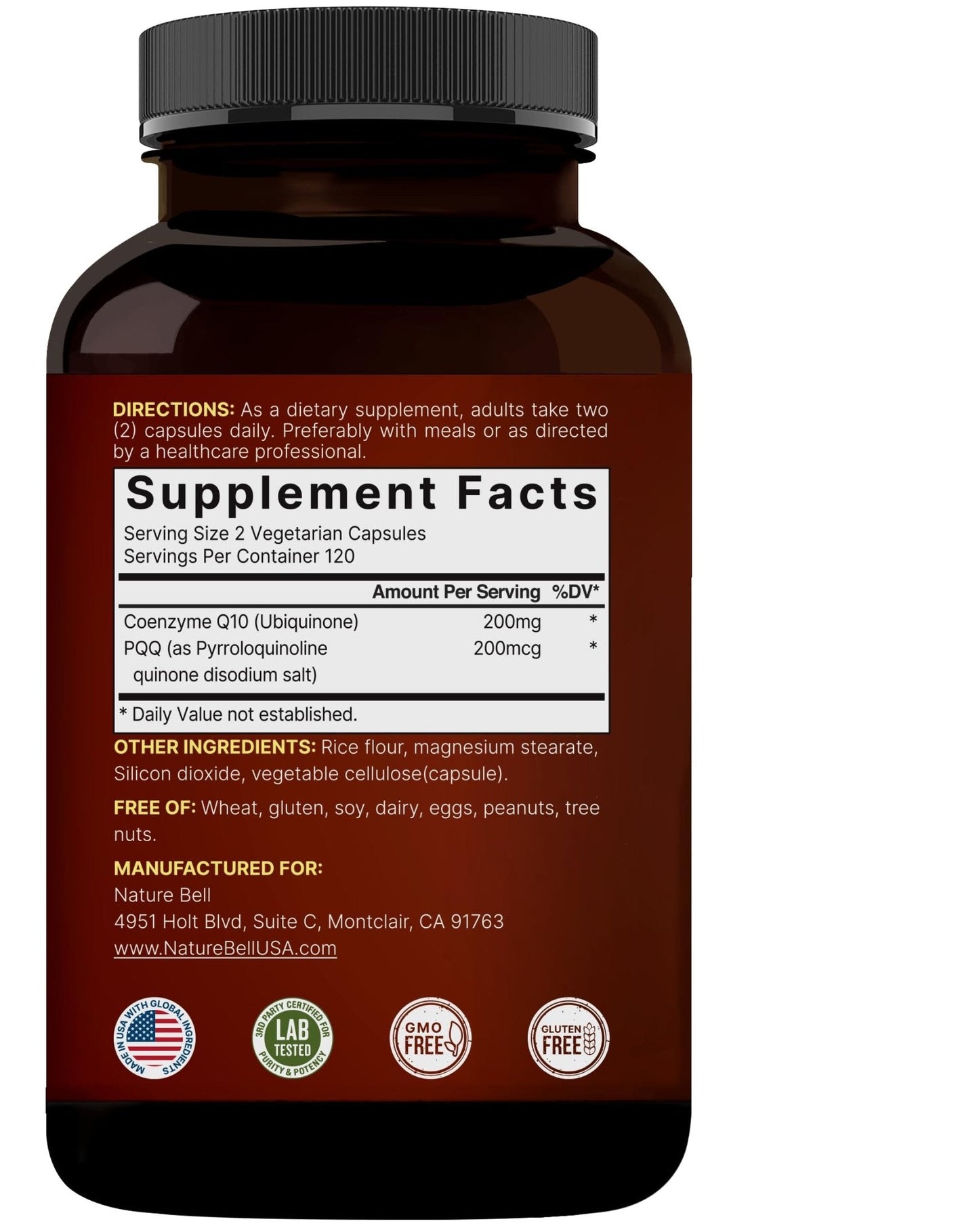 NatureBell CoQ10 200mg with PQQ, 240 Veggie Capsules | Stable High Absorption Form – Antioxidant Support for Heart, & Energy Health - Maple Wellness Supplements