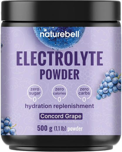 NatureBell Electrolytes Powder No Sugar, 500g (76 Servings) | Keto Fast Hydration Powder, Carnivore-Friendly Electrolyte – 1,000mg High Potassium, Minerals, - Maple Wellness Supplements