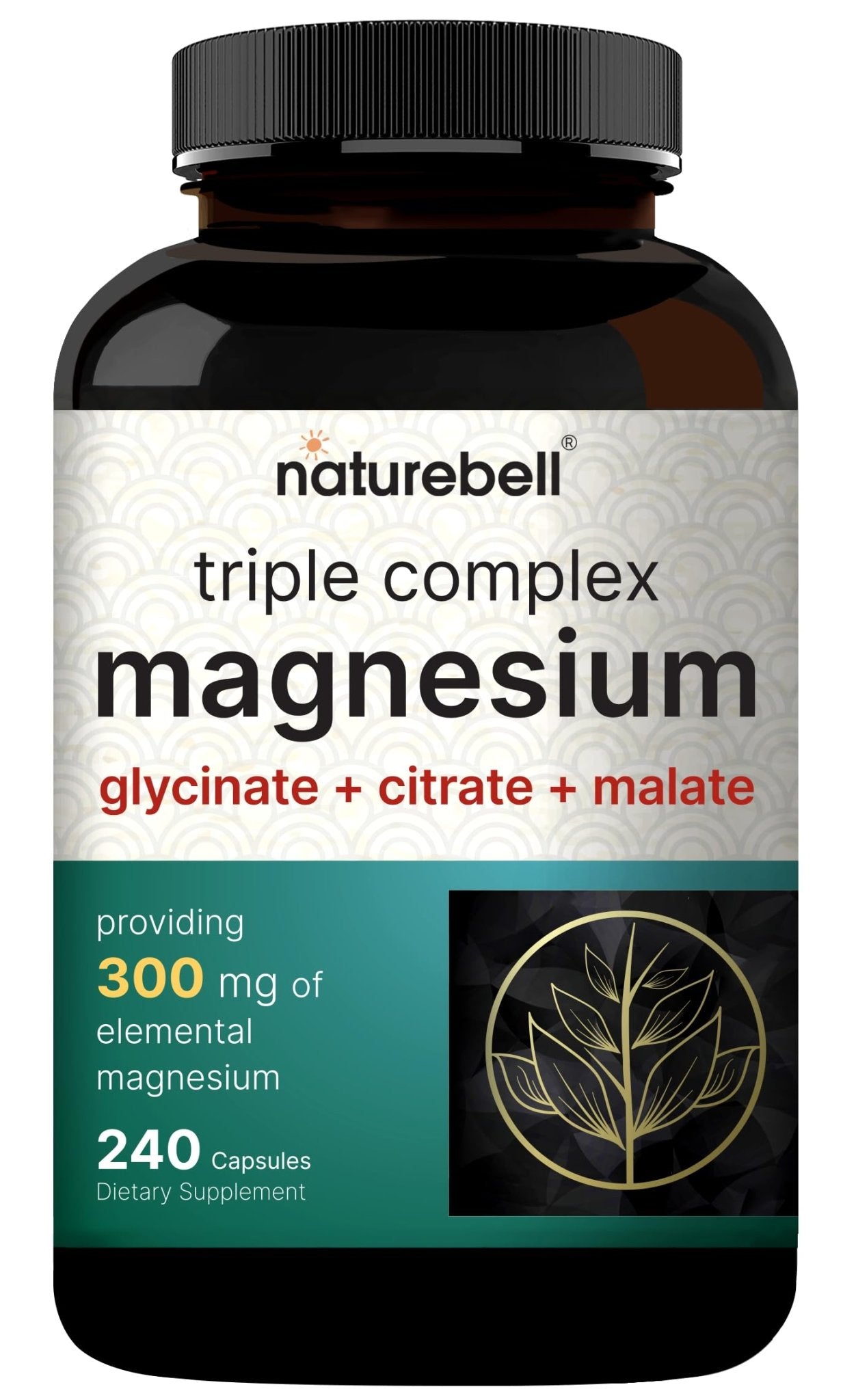 NatureBell Magnesium Complex for Women & Men 1,000mg Per Serving – 240 Capsules – Triple Magnesium Complex with Glycinate, Citrate & Malate – Chelated & Purified – Non‑GMO, Filler Free - Maple Wellness Supplements