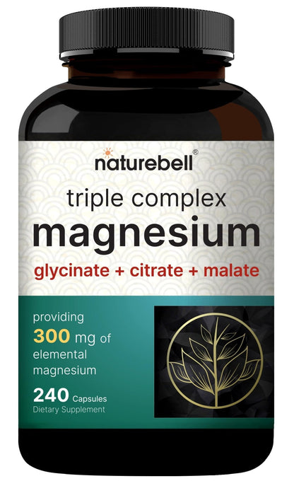 NatureBell Magnesium Complex for Women & Men 1,000mg Per Serving – 240 Capsules – Triple Magnesium Complex with Glycinate, Citrate & Malate – Chelated & Purified – Non‑GMO, Filler Free - Maple Wellness Supplements
