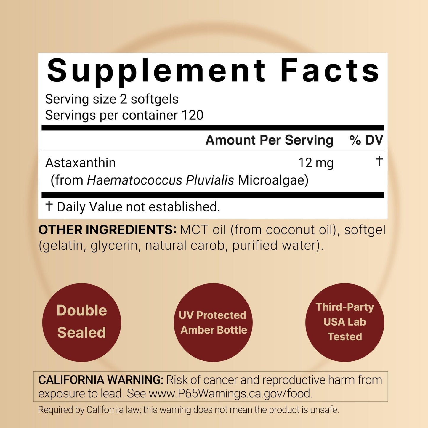 NatureBell Maximum Strength Astaxanthin 12mg, 240 Softgels - 4 Month Supply - Natural Antioxidant from Haematococcus - Maple Wellness Supplements