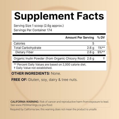 NatureBell Organic Inulin Prebiotic Fiber Powder, 1lb | Natural Chicory Root Source – Easily Mixes with Coffee or Smoothies – Fiber Supplement for Women & Men - Maple Wellness Supplements