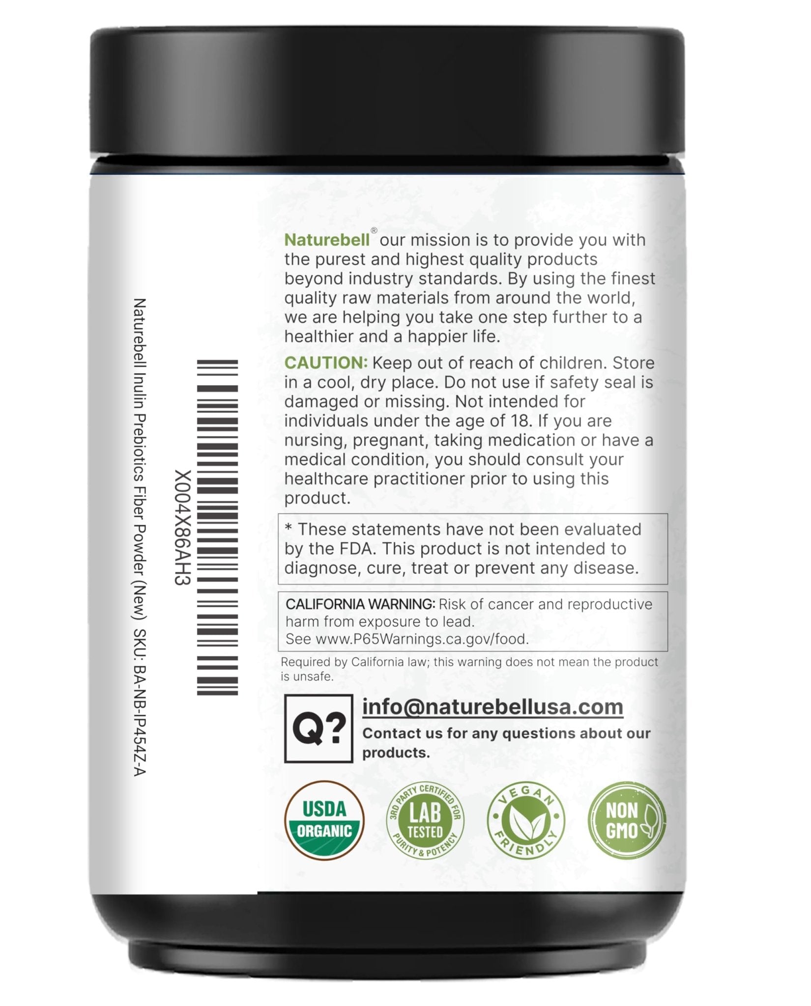 NatureBell Organic Inulin Prebiotic Fiber Powder, 1lb | Natural Chicory Root Source – Easily Mixes with Coffee or Smoothies – Fiber Supplement for Women & Men - Maple Wellness Supplements