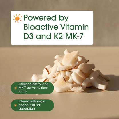 NatureBell Vitamin D3 K2-240 Softgels - 5,000 IU Vitamin D3 & 100mcg Vitamin K2 MK-7 - with Virgin Coconut Oil - Bone, Heart & Immune Health Support - Maple Wellness Supplements