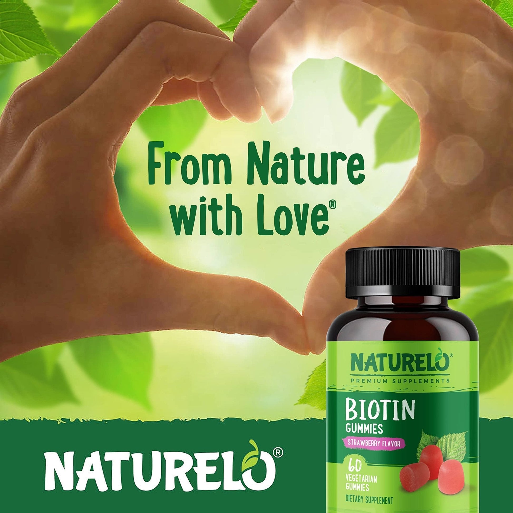 NATURELO Biotin Gummies - Supports Healthy Hair, Skin & Nails - High Potency 2500 mcg - Non GMO, Gluten Free - 60 Gummies - Maple Wellness Supplements