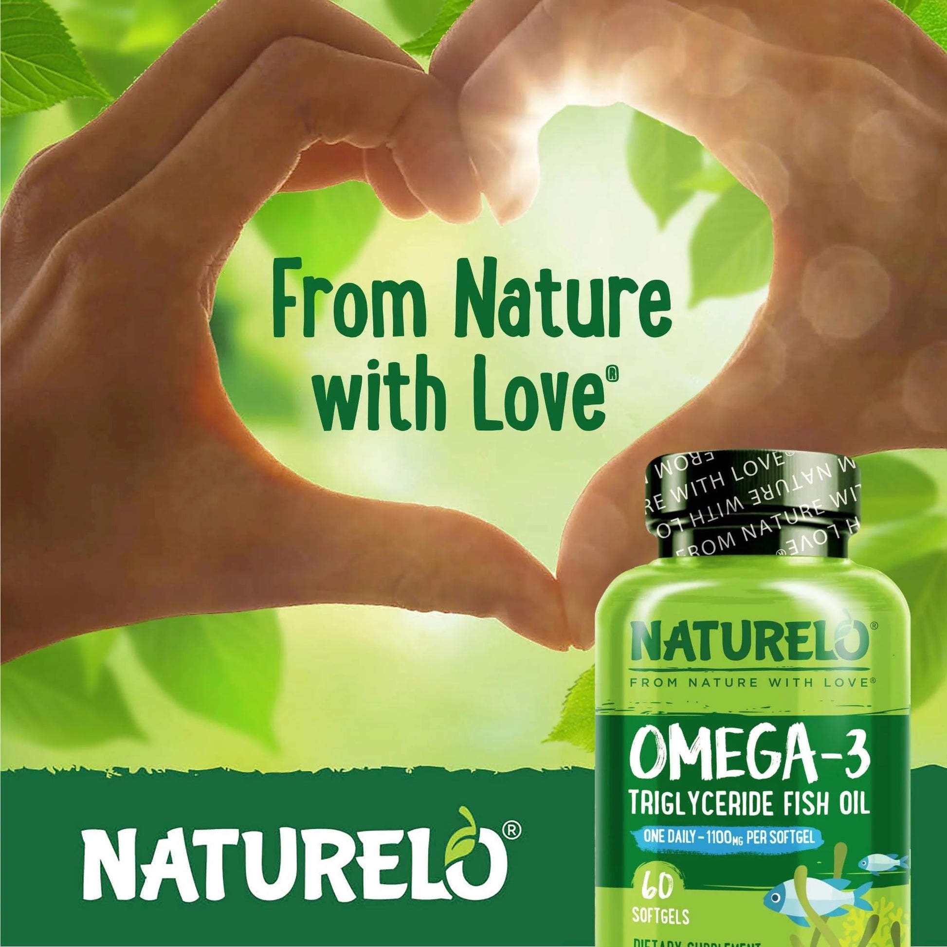 NATURELO Burpless Omega 3 Fish Oil Supplement - 1100mg Triglyceride Omega-3, EPA + DHA, Liquid Fish Oil for Heart, Eye, Brain, Joint Health - Maple Wellness Supplements