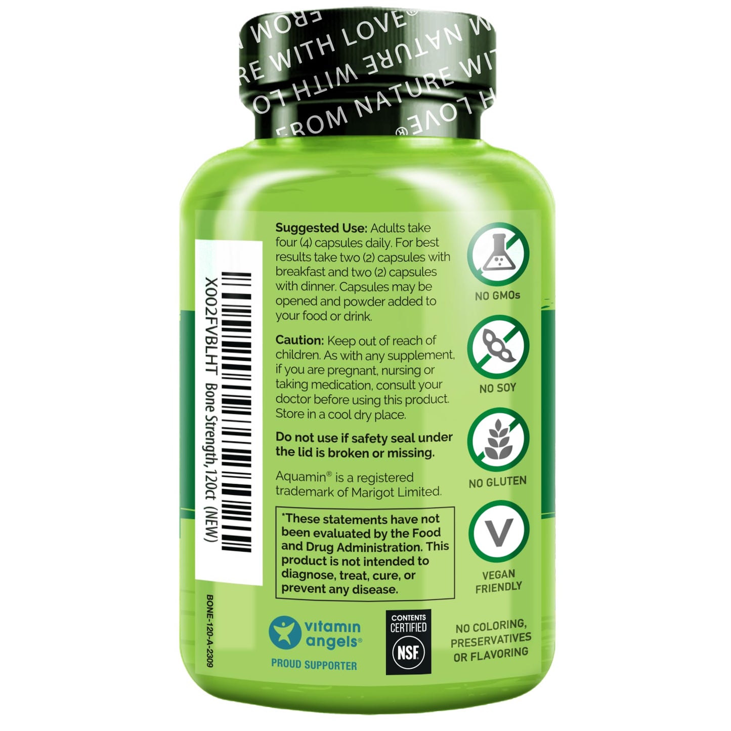 NATURELO Calcium Supplement - with Vitamin C, Vitamin D3, K2, and Calcium Magnesium Zinc for Bone Strength with Calcium 600mg - Plant-Based, 120 Vegetarian Capsules - Maple Wellness Supplements