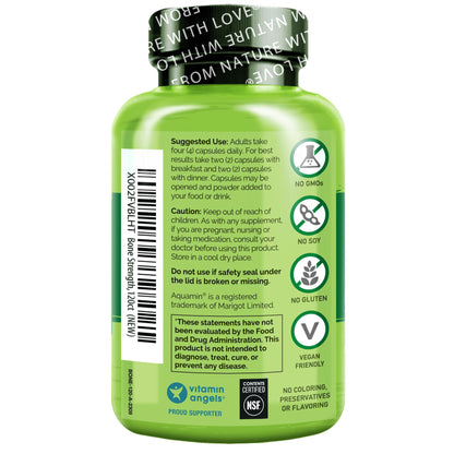 NATURELO Calcium Supplement - with Vitamin C, Vitamin D3, K2, and Calcium Magnesium Zinc for Bone Strength with Calcium 600mg - Plant-Based, 120 Vegetarian Capsules - Maple Wellness Supplements