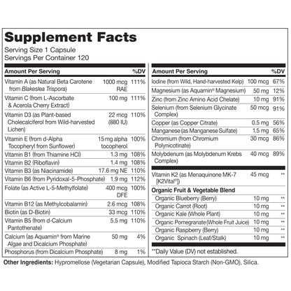 NATURELO Mens Multivitamins - One Daily Multivitamin for Men with Vitamins, Minerals & Organic Whole Foods, Boost Energy & Health - Maple Wellness Supplements