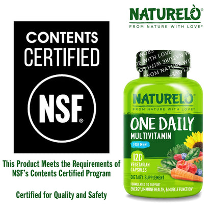 NATURELO Mens Multivitamins - One Daily Multivitamin for Men with Vitamins, Minerals & Organic Whole Foods, Boost Energy & Health - Maple Wellness Supplements