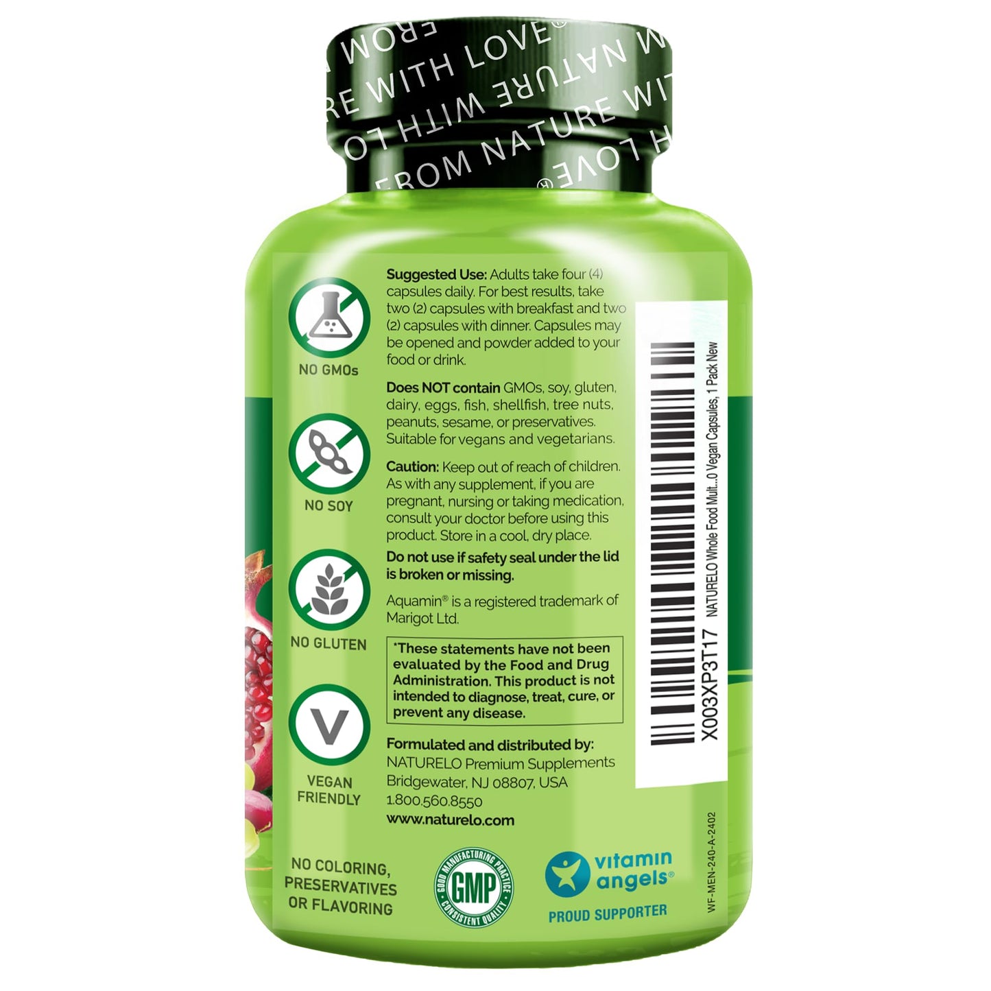 NATURELO Mens Multivitamins - Whole Food Multivitamin for Men with Vitamins, Minerals - 240 Vegetarian Capsules for Energy, Brain, Heart, Eye Health* - Maple Wellness Supplements