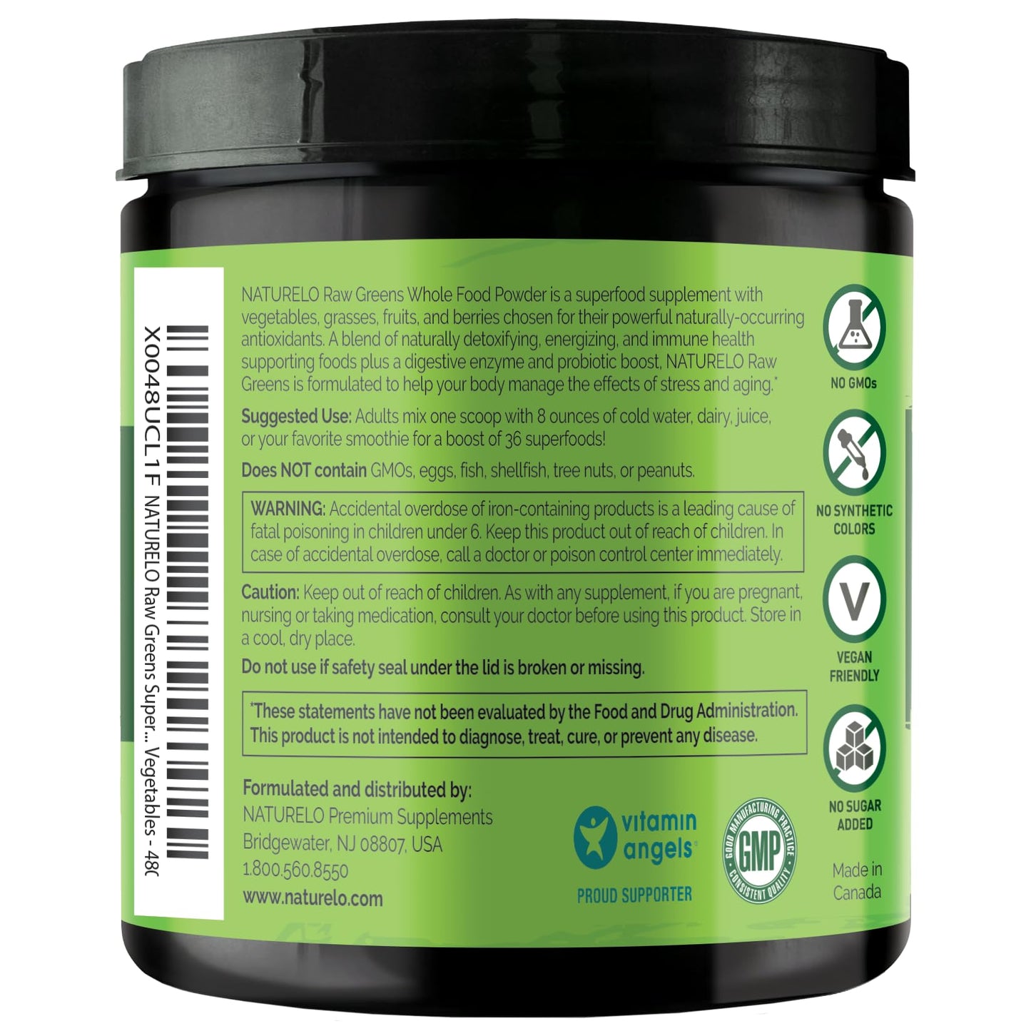 NATURELO Raw Greens Superfood Powder - Unsweetened - Boost Energy, Detox, Enhance Health - Organic Spirulina - Wheat Grass - Whole Food Nutrition from Fruits - Maple Wellness Supplements