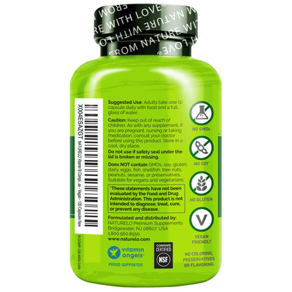 NATURELO Vitamin B Complex,120 Capsules, Vegan, CoQ10, Methyl Folate, Biotin, Fruit & Veg Blend, Supports Energy and Healthy Stress Response - Maple Wellness Supplements